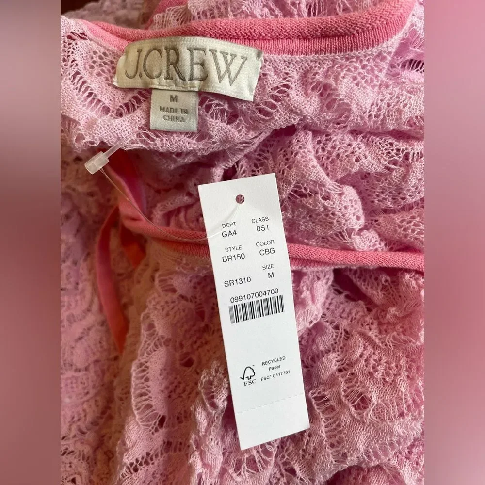 J Crew Limited Edition Barbie Pink Open Back Lace Mini Dress Size Medium